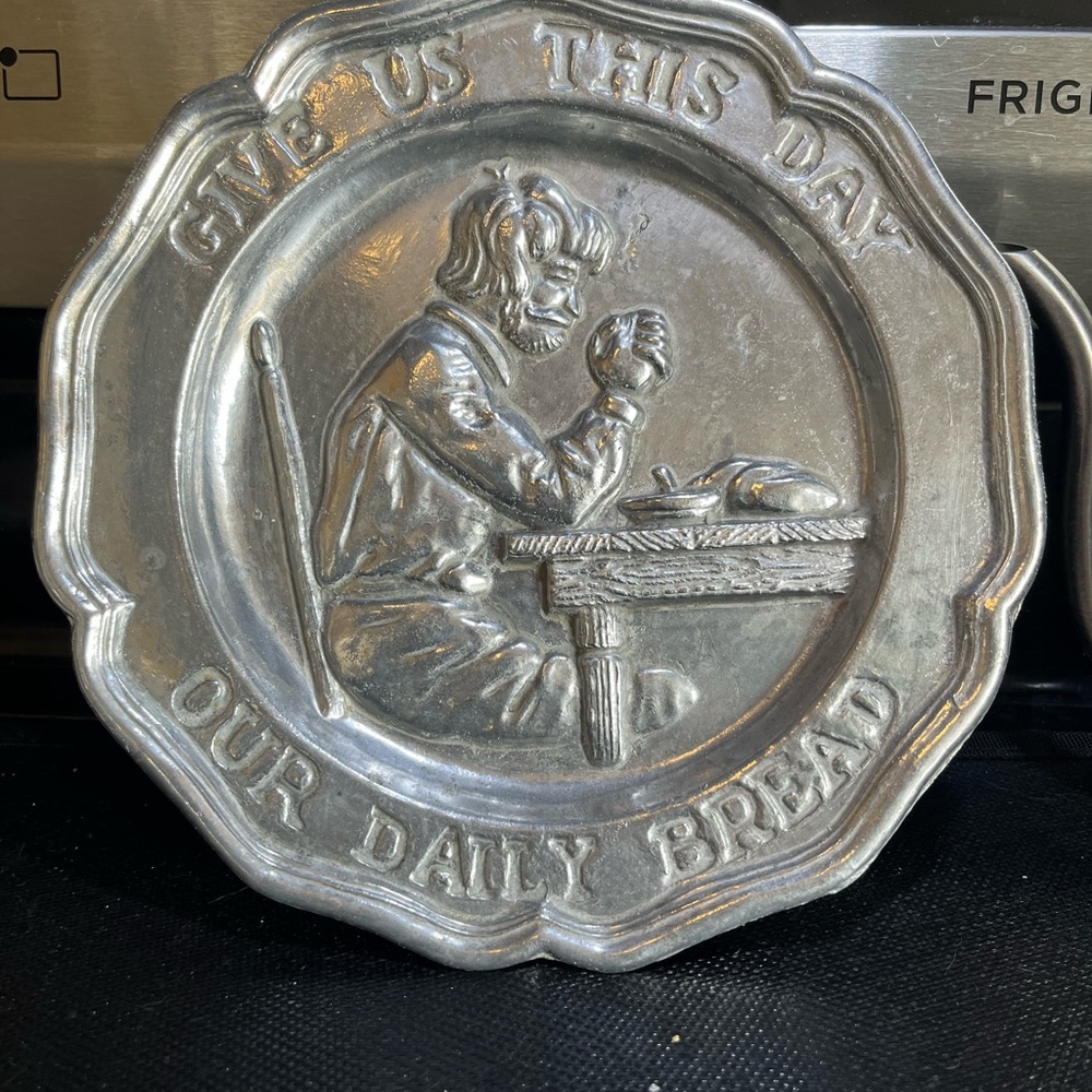 Vintage Pewter Plate “Our Daily Bread”